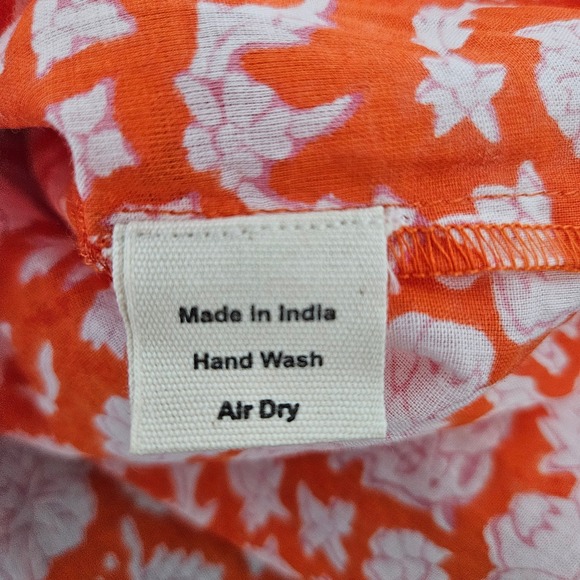 Orange Floral Puff Sleeve Peasant Blouse Women's small babydoll Festival whimsi - Picture 6 of 10